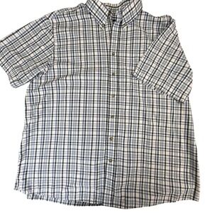 Harbor Bay Mens 1XL Blue White Pink Plaid Short Sleeve Button Down Shirt